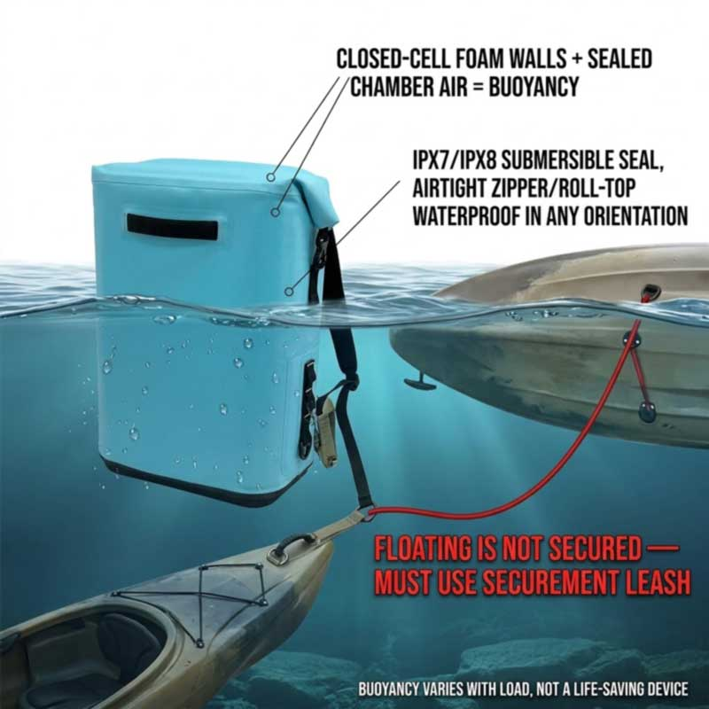 Kayak Cooler рюкзактары: су өткізбейтін, жүзетін және палубаға дайын